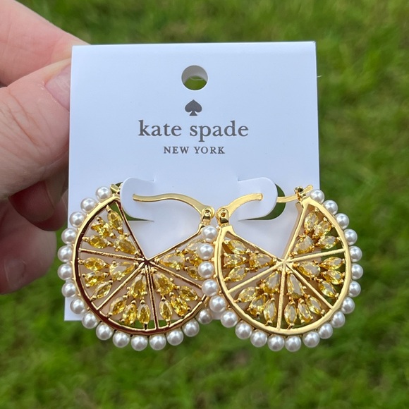kate spade Jewelry - NWOT Kate Spade Fresh Squeeze Lemon Slice Hoop Earrings